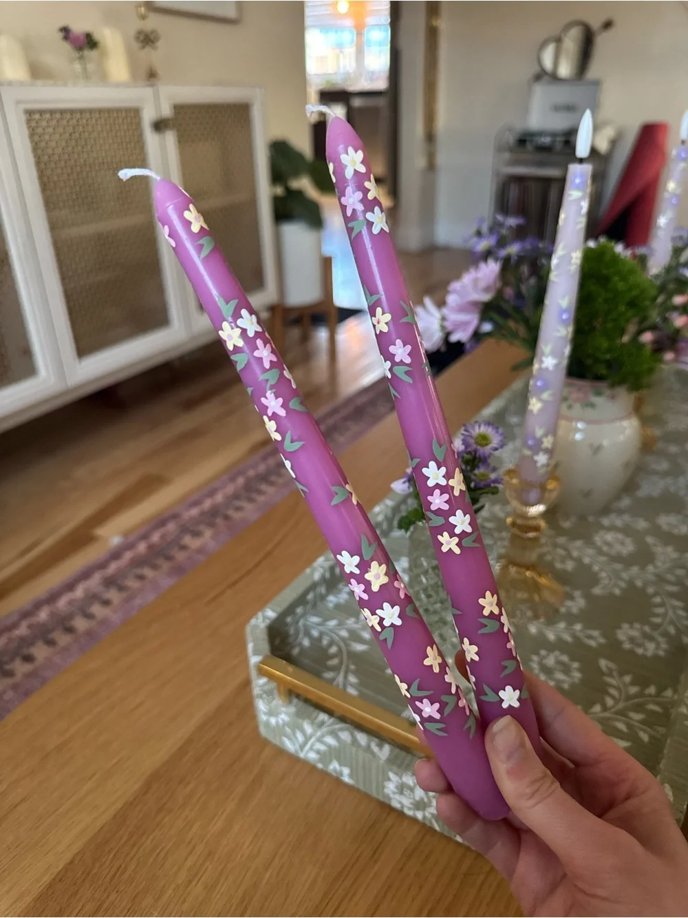 Hand painted taper candles